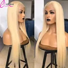 613 Медово-Светлые кости прямые кружевные передние человеческие волосы парик для женщин бразильские предварительно выщипанные T часть 13x1 + 4x1 прозрачные кружевные парики