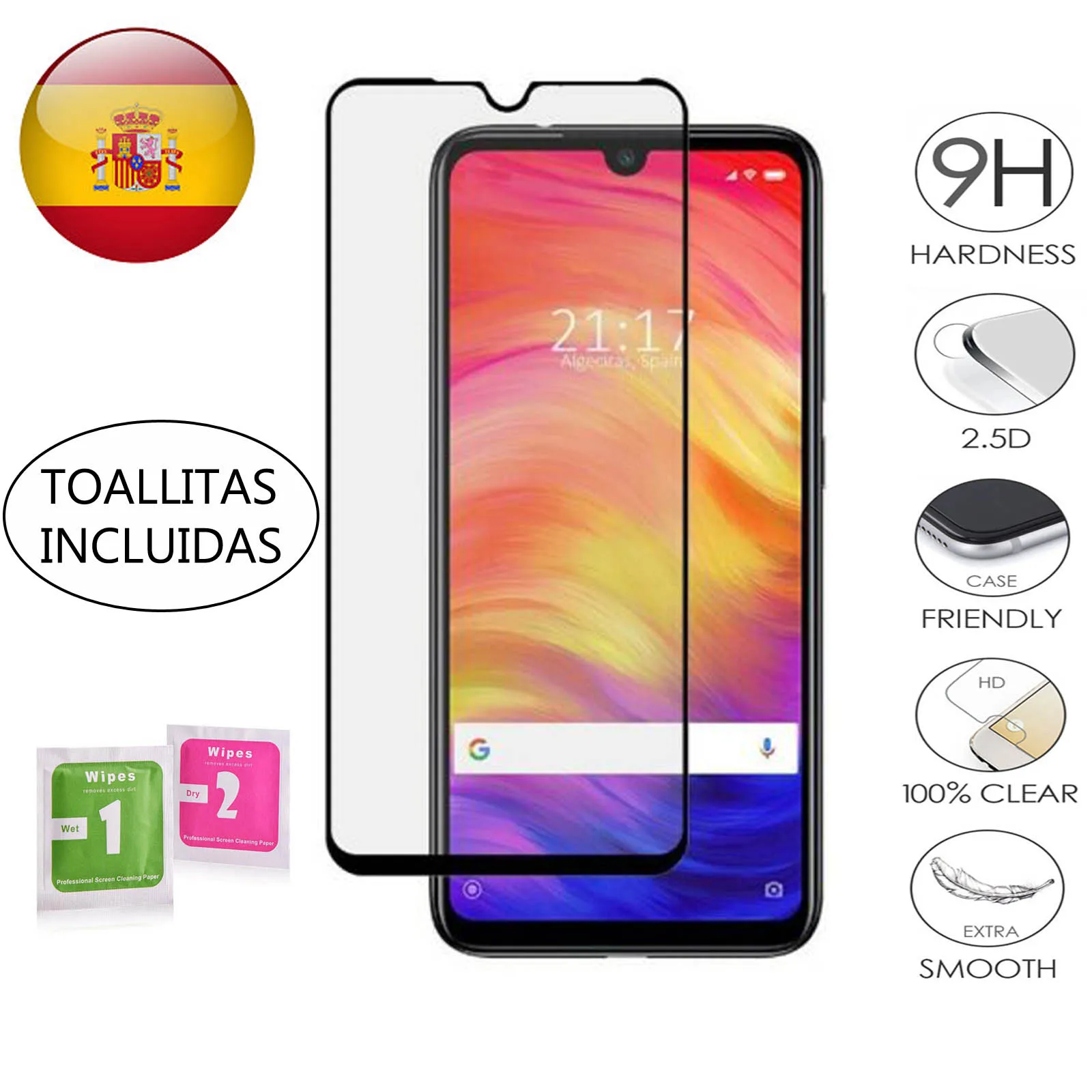 Закаленное стекло для Xiaomi Redmi Note 7 Pro 8 PRO 9 9S Max Black|Защитные стёкла и плёнки