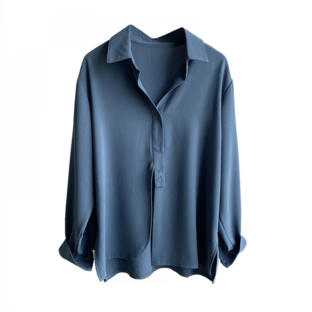 

2020 New Blouse Shirt Spring And Autumn Long Sleeve Women Blouses Office Elegant Work Shirt Solid Color Lapel Ladies Casual Tops