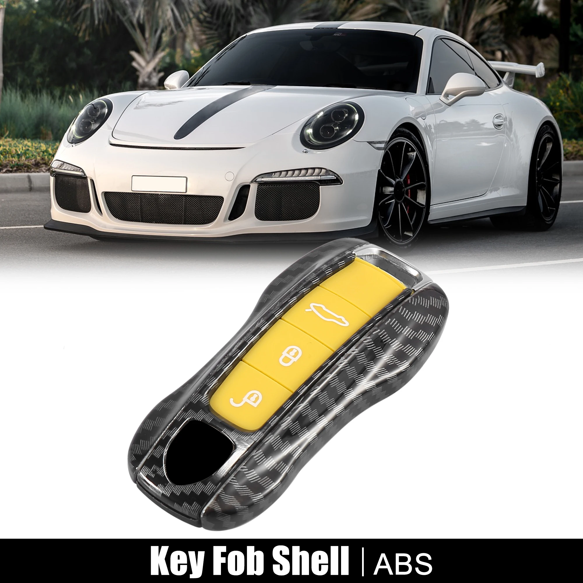 

Uxcell 1 Set Carbon Fiber Pattern Painted Key Cover Fob Shell Cover for Porsche Panamera Cayenne Taycan 971 911