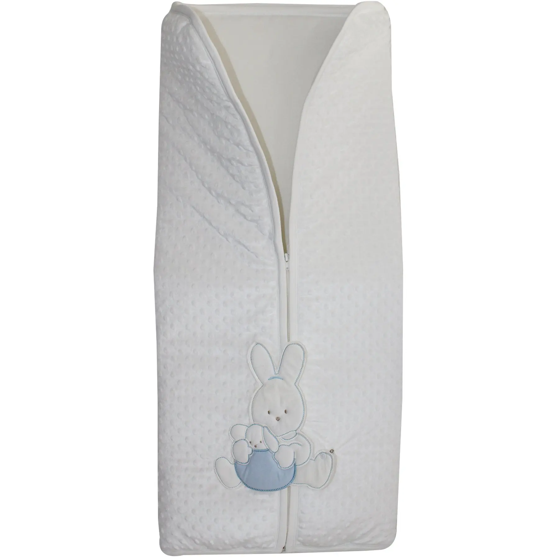 

Rabbit Chick Peas Cream Blue Winter Baby Swaddle Blanket
