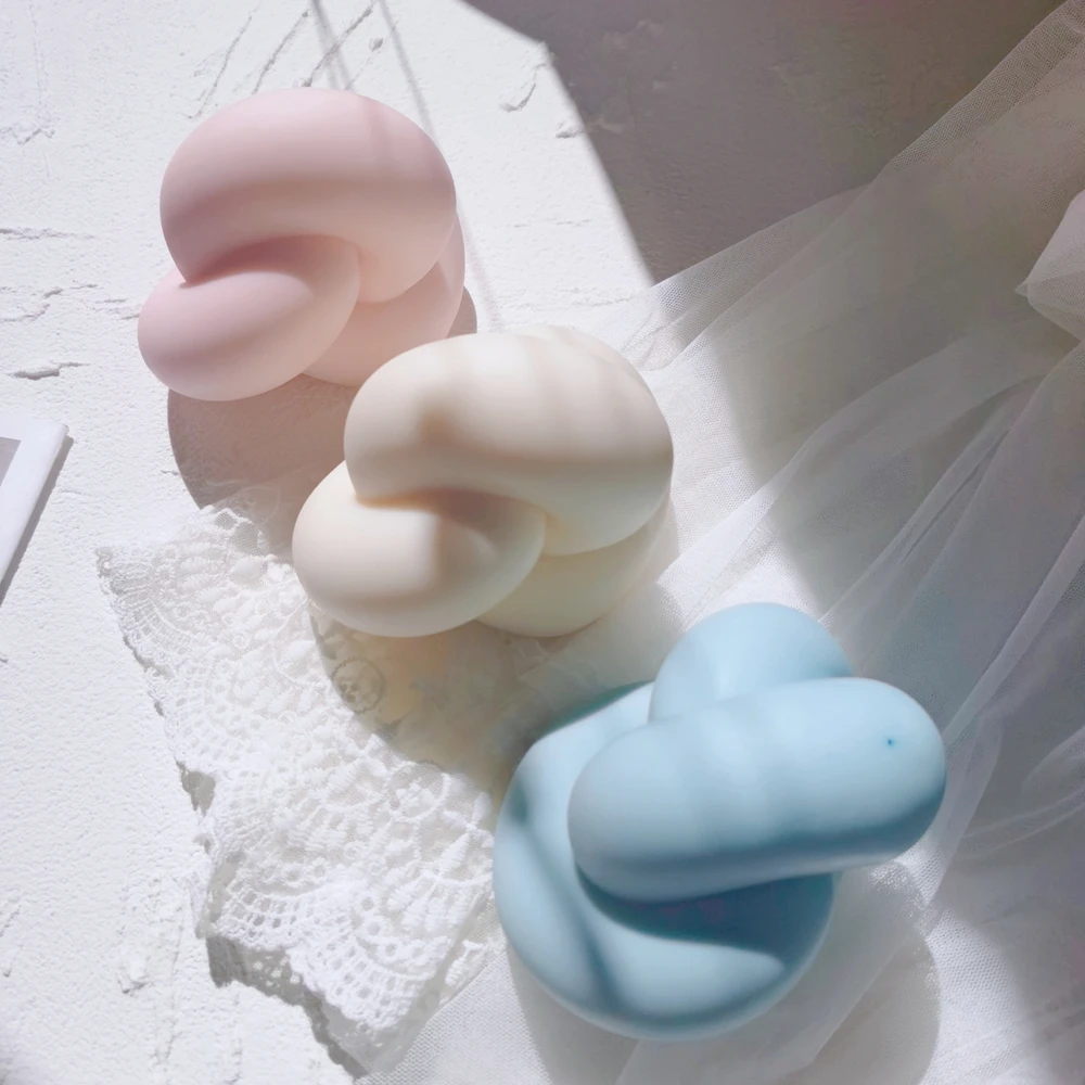 Molde de silicona de nudo de tubo de gran tama&ntilde;o para Vela, lazo de bola de cuerda, nudos de punto trenzados, velas, molde para regalo &uacute;nico y extra&ntilde;o-3