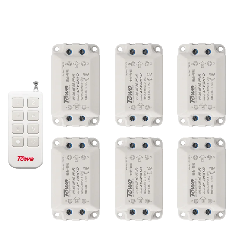 

Towe 6 Channel Wireless Digital Smart Remote Control Lighting Ceiling Lights Switch and Receiver Kit 220V 6 Ways 2500W for Fan
