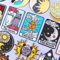 moon and sun patch iron on patches on clothes cartoon anime badge embroidered patches for clothing van goghletter patch sticker