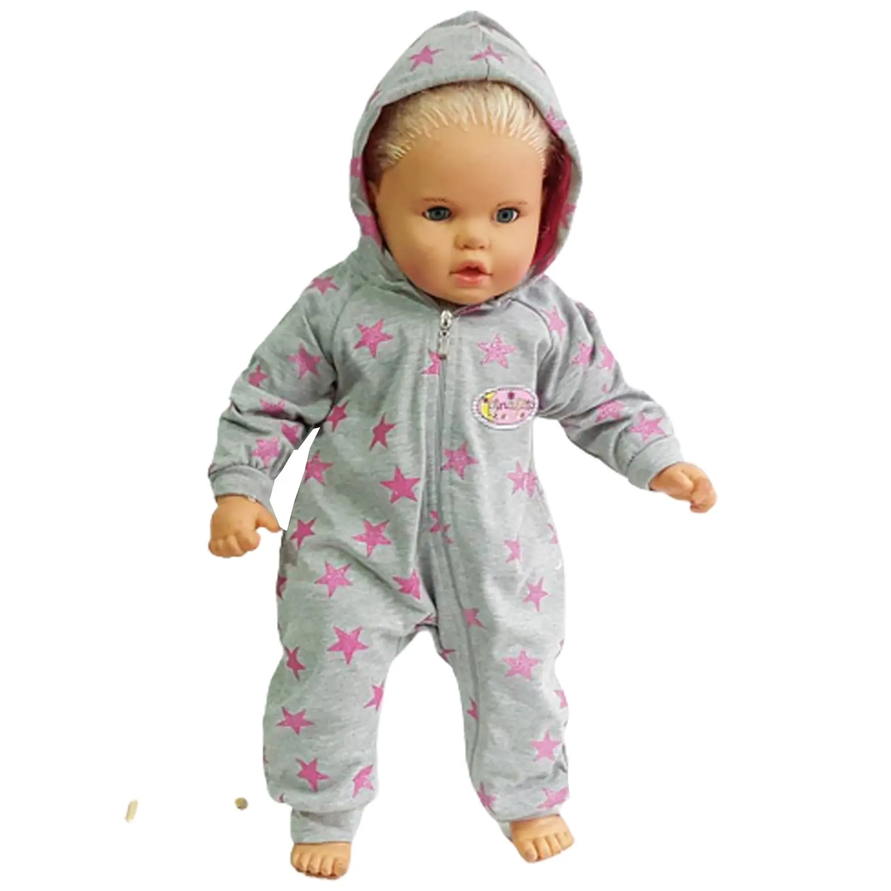 

Gray Pink Star Hooded Baby Girl Jumpsuit