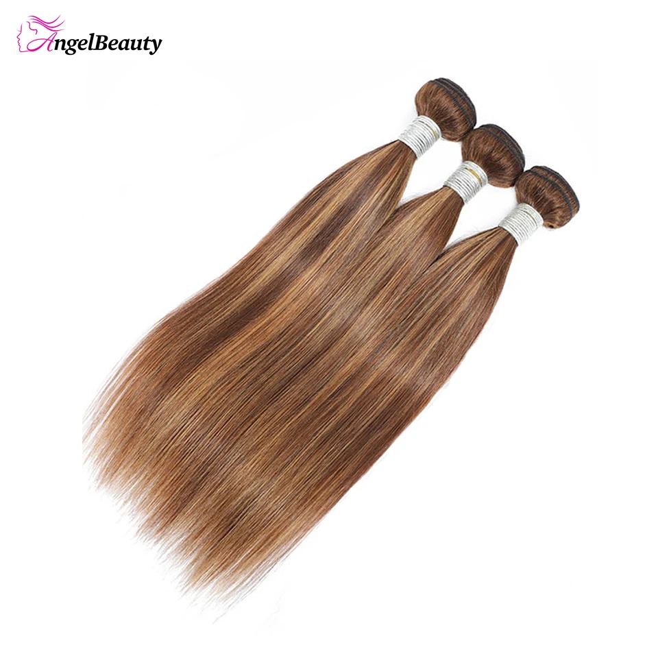 28 30 32 Inch Human Hair Bundles Remy 10A Brazilian Weave Hair Extensions For Women P4/27 Highlight Blonde Straight Bundles
