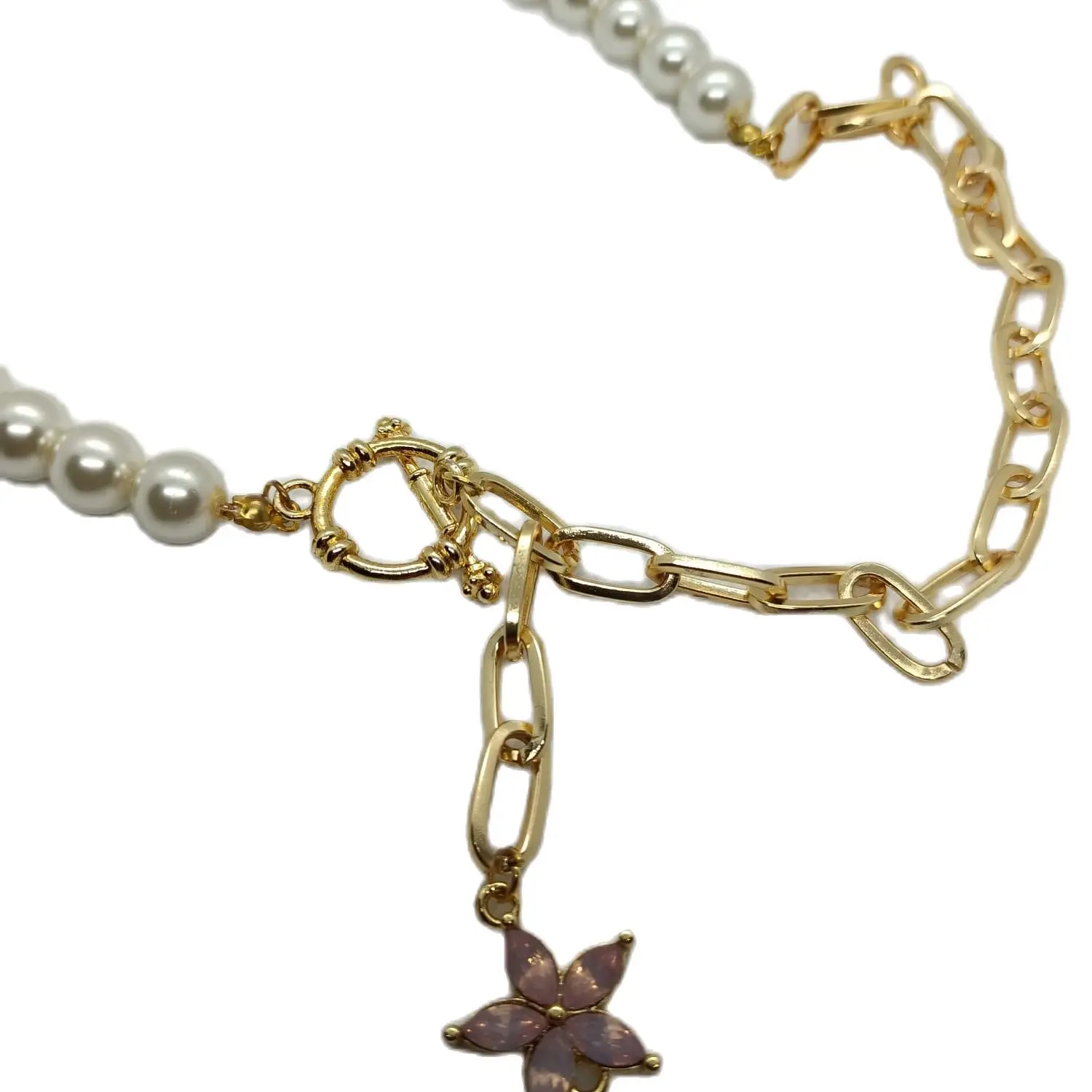 

Necklace Women Elegant Stylish Accessories Pink Floral With Pearl Handmade Design For Special Occasions Gift Love Romantic Tarnish 2022 Fashion
