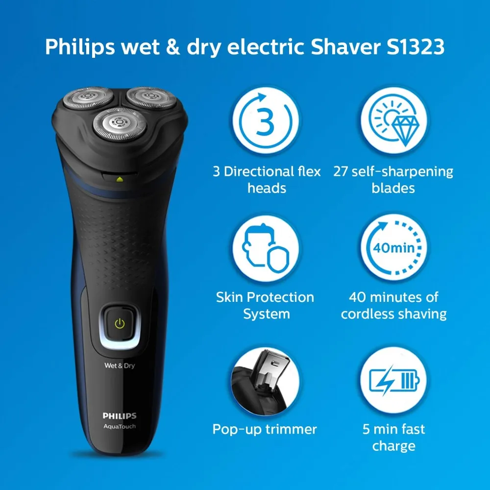 Оригинальная Электробритва Philips S1223 бритва перезаряжаемый триммер для мойки