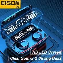 EISON TWS Bluetooth 5.1 Earphones Charging Box Wireless Headphone 9D Stereo Sports Waterproof Earbuds Headsets With Microphone