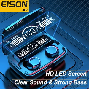 eison tws bluetooth 5 1 earphones charging box wireless headphone 9d stereo sports waterproof earbuds headsets with microphone free global shipping