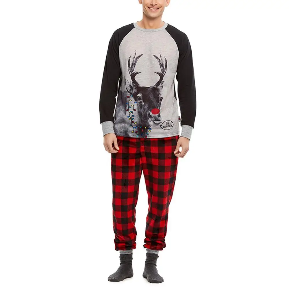 Новейший Рождественский праздничный Семейные комплекты комплект пижамы одежда