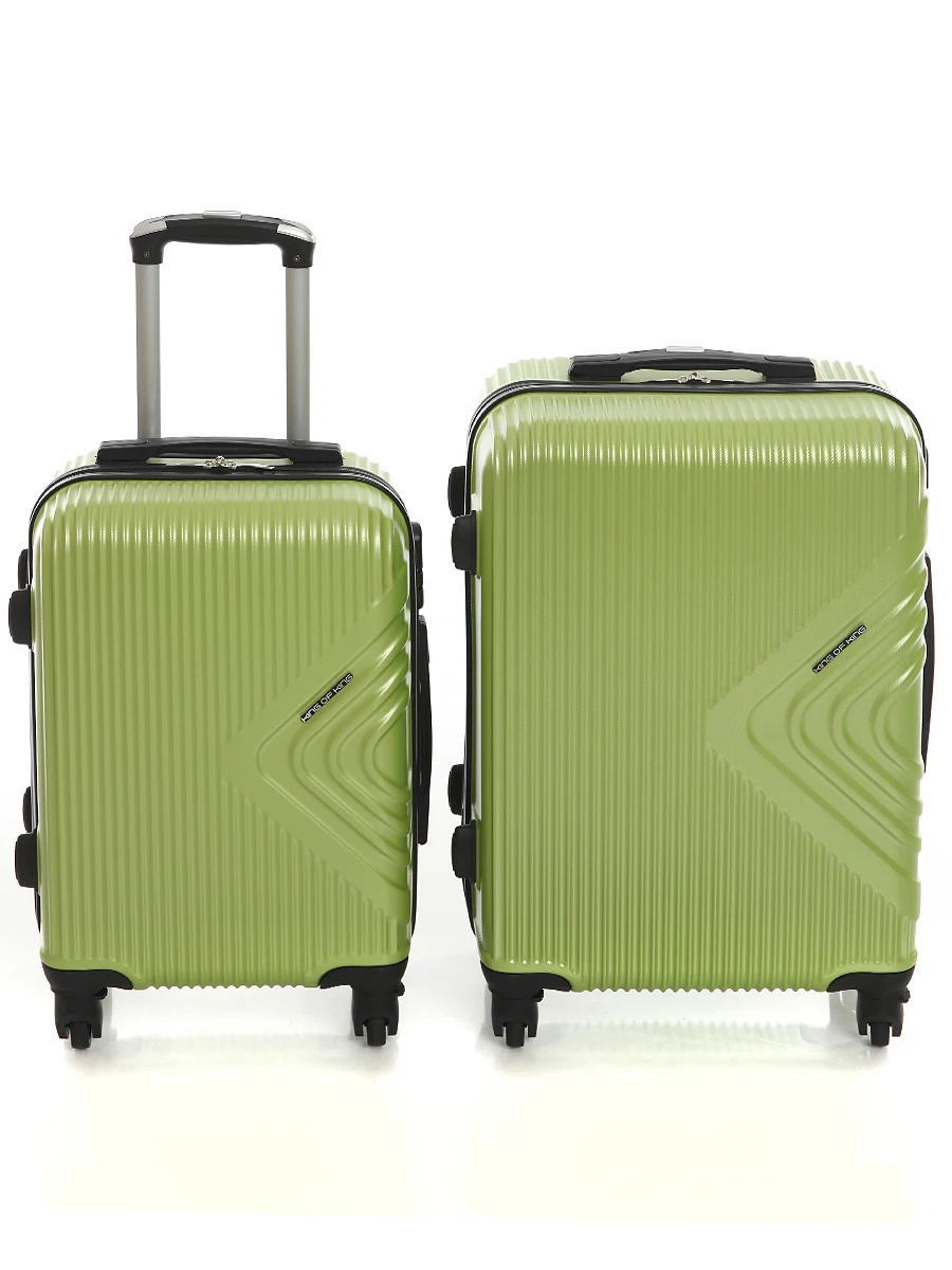 Комплект пластиковых чемоданов из 2-х шт. King NEW цвет салатовый. Размер L+S (ручная