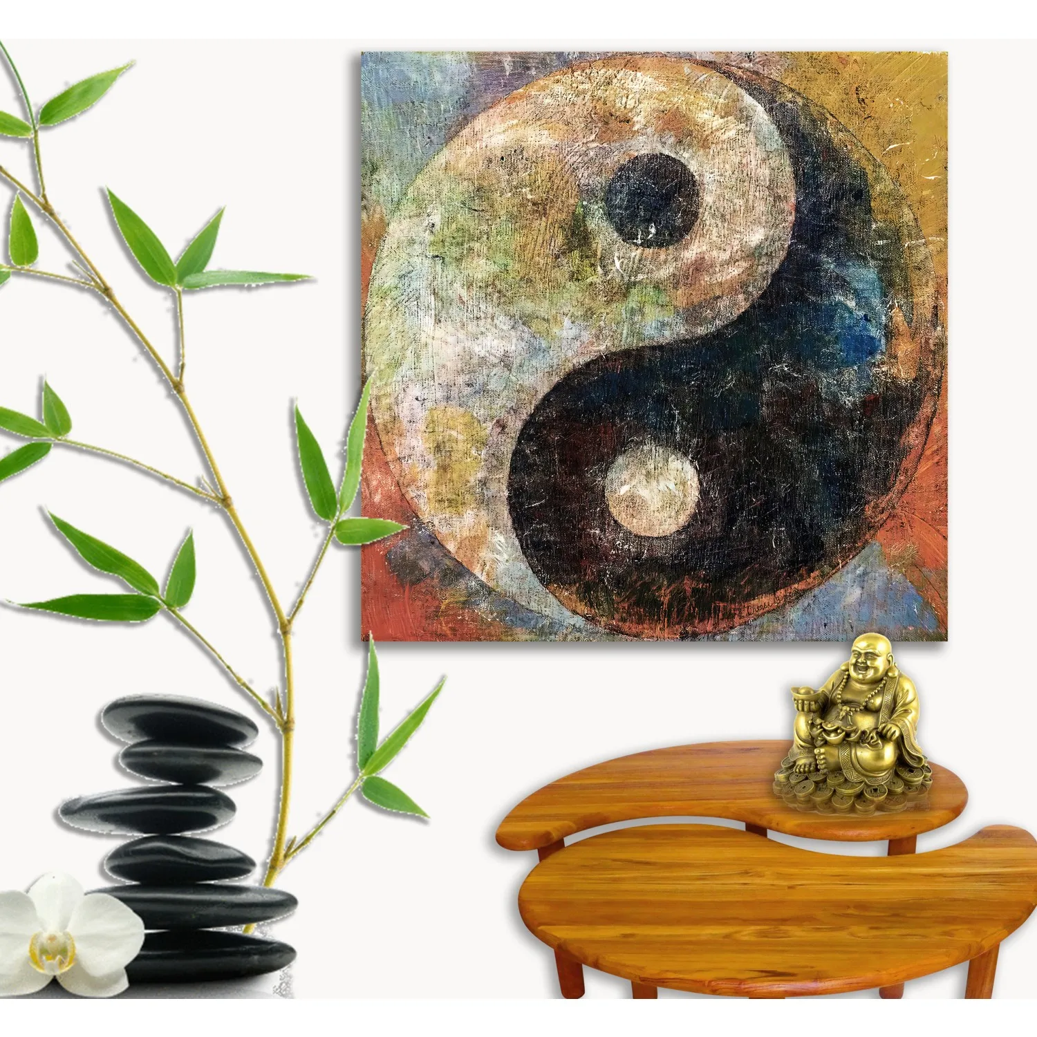 

Ying-Yang Yağlı Boya Görünümlü Kanvas Tablo 100X100