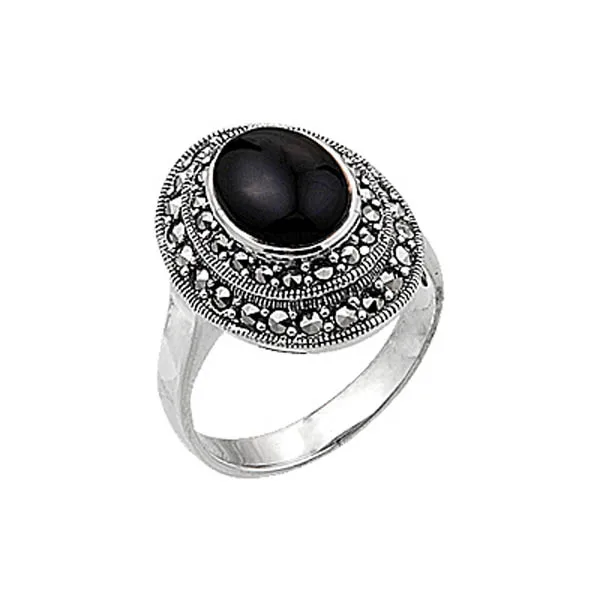 

Серебряное 925 пробы кольцо из марказита