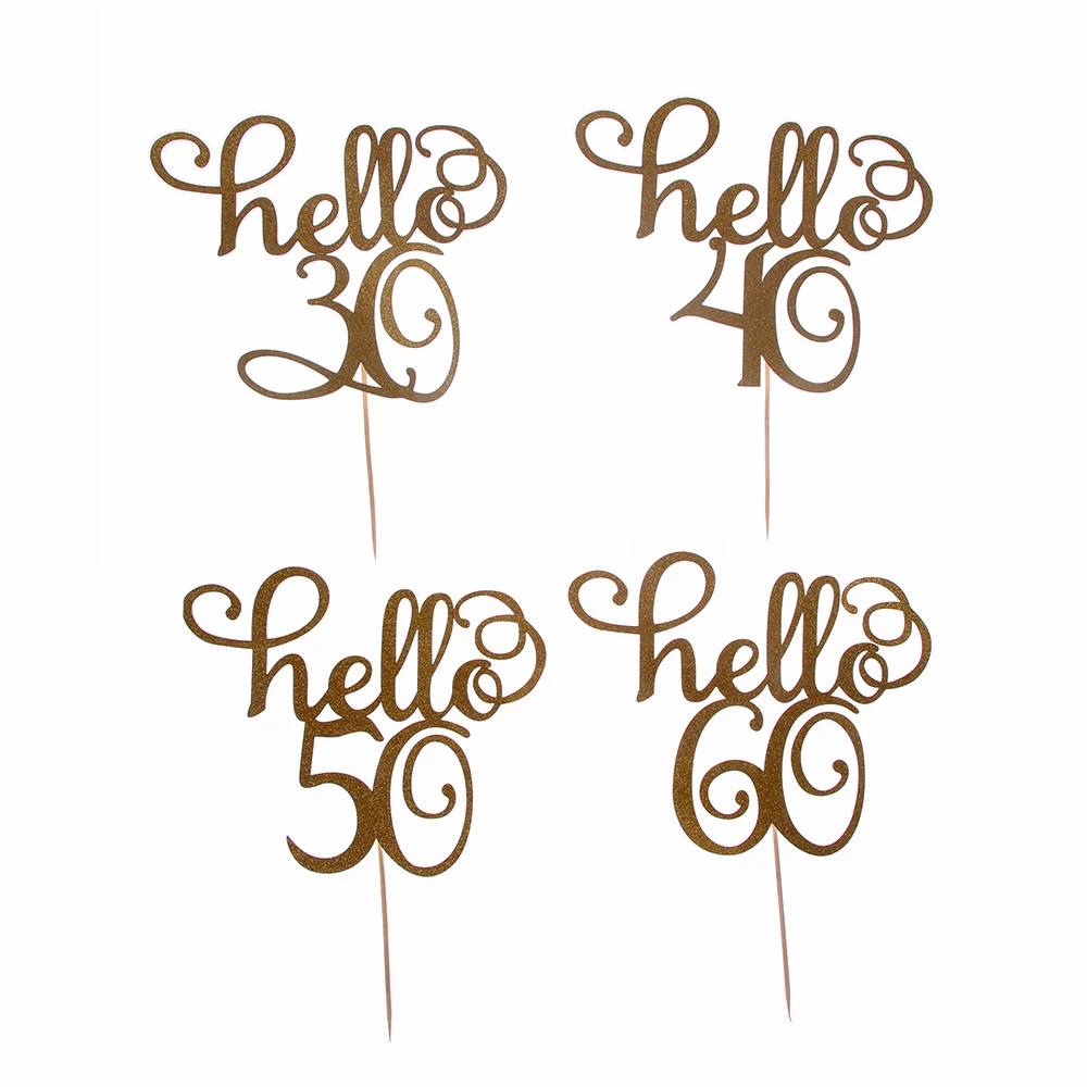 Флажки для торта на свадьбу день рождения вечевечерние Хэппи 30/40/50/60 блестящие