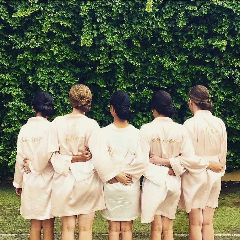 Bridesmaid Robes Maid Of Honor Robe Set Of Blush Rose Gold Mauve Vintage Pink Wedding Bridal Party Kimono Dressing Gown La Marié