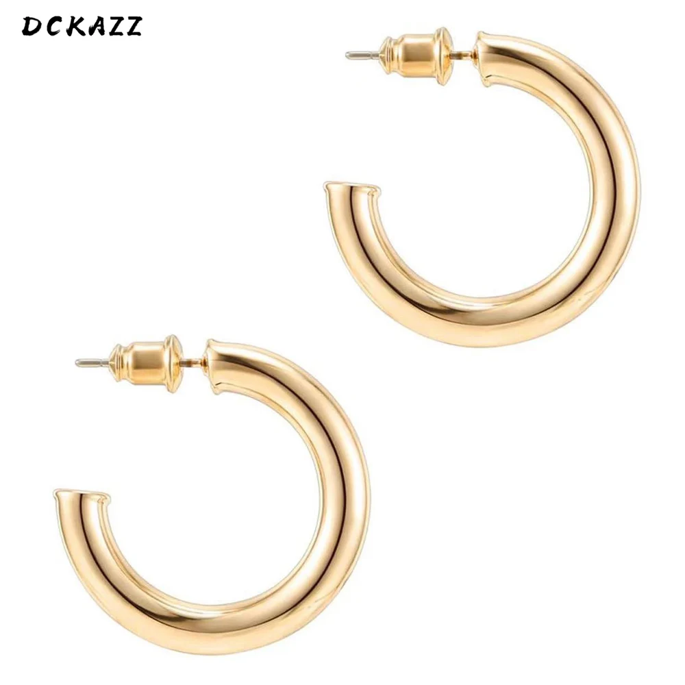 

Dckazz Gold Plated Chunky Hoop Earring for Women Trendy Statement Open C-shape Huggie Earrings Beach Party Jewelry Gift