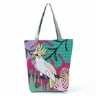 Сумка на плечо с принтом в виде листа попугая, красивые сумки с цветочным рисунком, Модная Портативная пляжная сумка, вместительная сумка для покупок, Экологичная Сумка-тоут