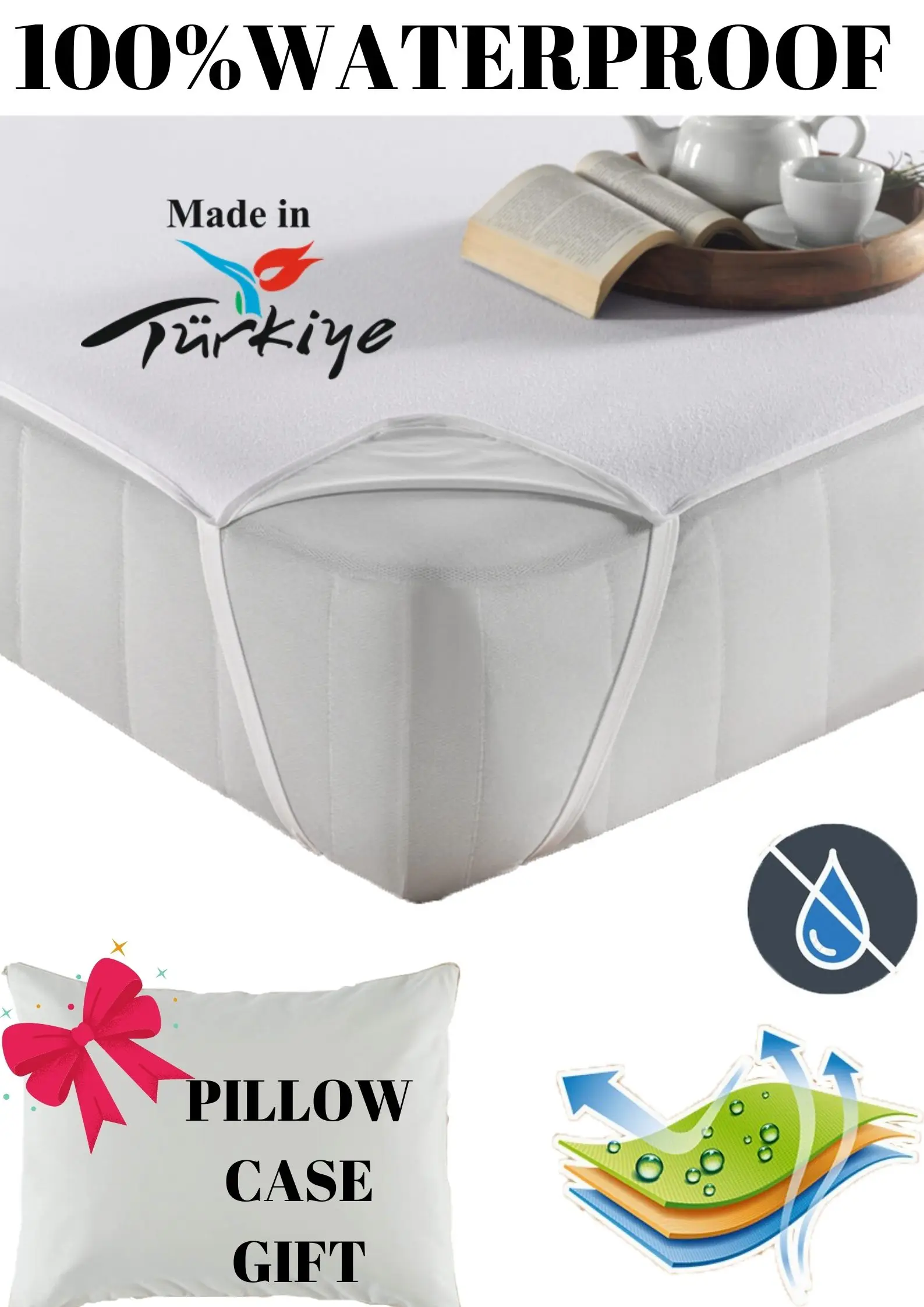 

Waterproof Mattress Cover Protector Sheet Pad Topper Cloth Bed Solid Hing Quality Pillow Case Gift Pillowcase