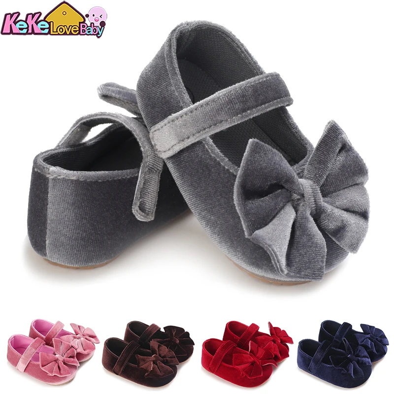 New born Baby Girl Shoes Bow Princess Toddler Infant Non-slip Rubber Soled Children Footwear Crib Shoes For 0-18M