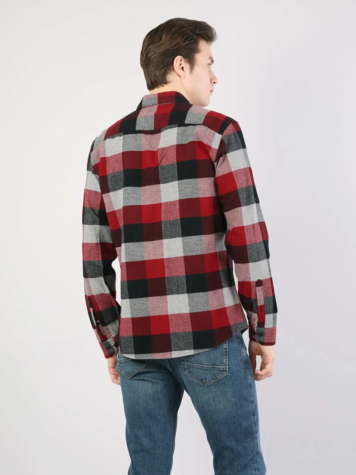 Мужская классическая рубашка Colins красная с длинным рукавом CL1034959| |