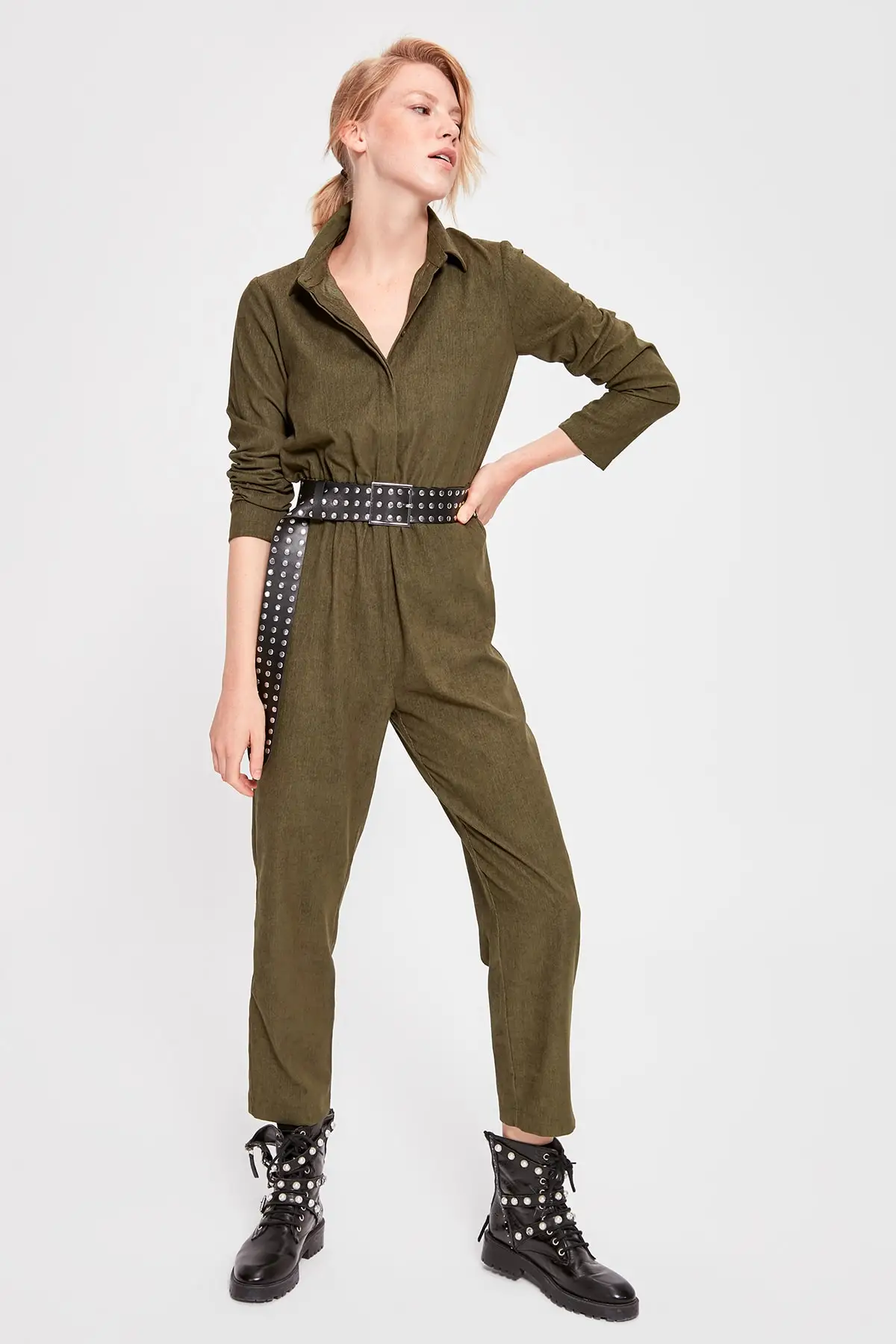 Бархатный комбинезон цвета хаки TWOAW20TU0081 |