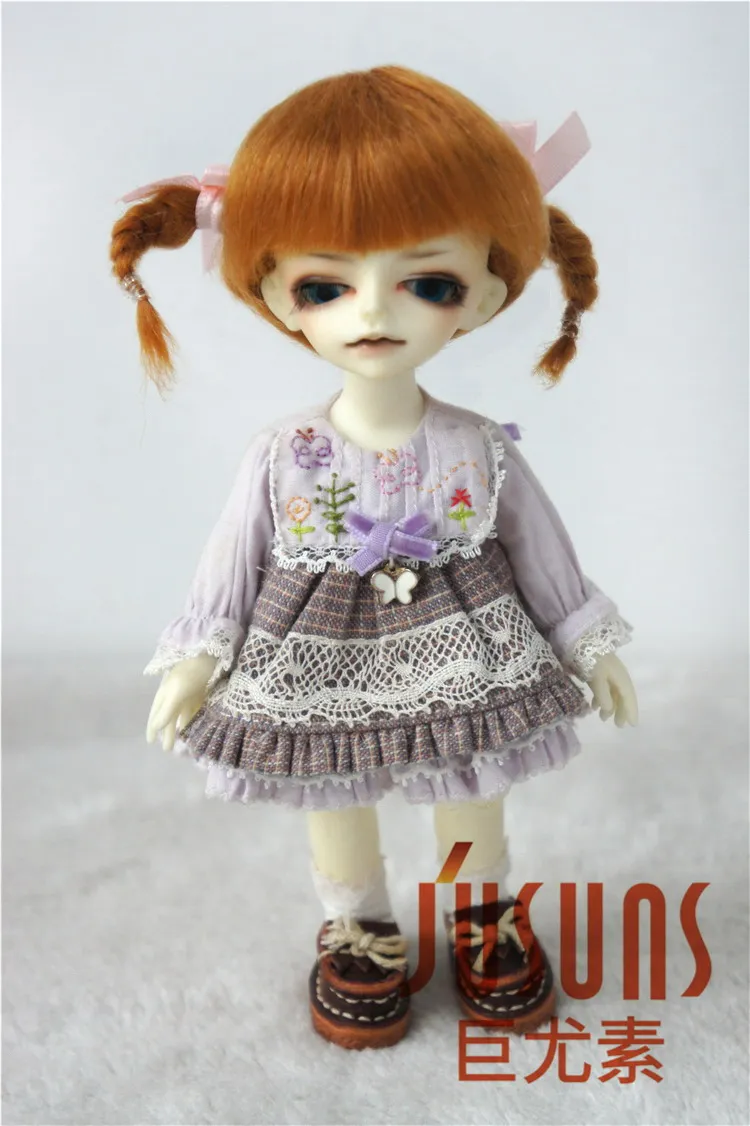 4-5inch Ginger M3 JD540 1/12 1/8 милые BJD мохеровые парики короткие размер 3-4 дюймов 4-5 дюймов 5-6 дюймов парик модные аксессуары две косы кукольные волосы - Цвет: 4-5inch Ginger M3
