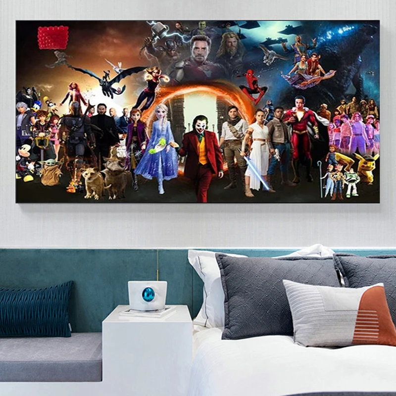 

Disney Art Mickey Mouse Princess Lisa Joker Canvas Painting Wall Art Marvel Characters Superhero Posters Prints For Home Decor