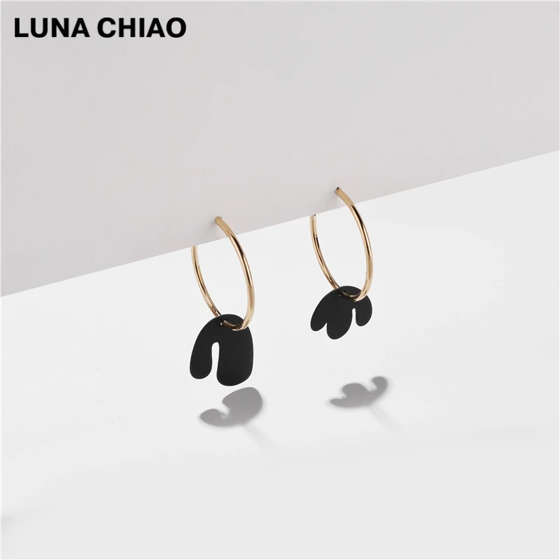LUNA CHIAO модные ювелирные аксессуары матовые цветные серьги-кольца неправильной
