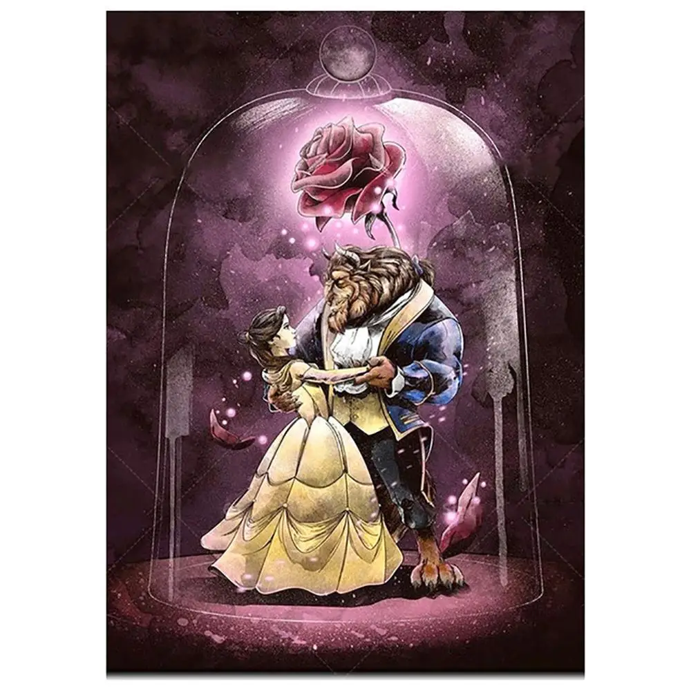 5D DIY Алмазная картина полная круглая вышивка Красавица и Чудовище крестиком