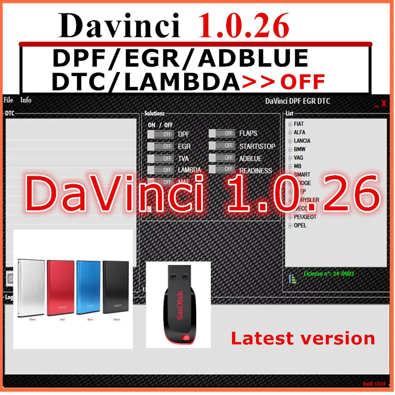 

2022 Davinci 1,26 программное обеспечение Pro Dpf Egr Dtc откидные щитки Adblue Off Chiptuning сменная система Davinci 1,26 инструмент Remap