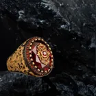 Мужское серебряное кольцо с фианитом, продуманное кольцо золотого цвета с родиевым покрытием, модные ювелирные украшения ручной работы из стерлингового серебра 925 пробы красного и синего цвета