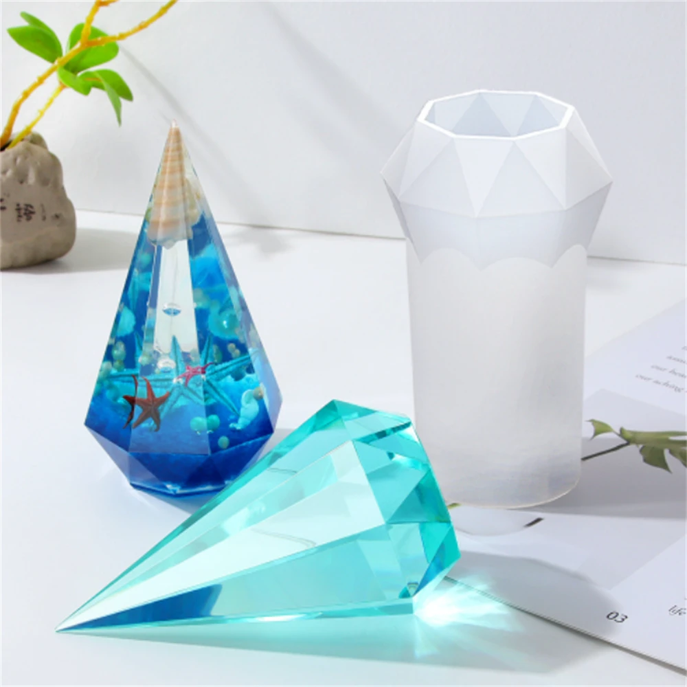

DIY Hexagonal Cone Silicone Mold Pentagonal Scented Candle Epoxy Resin Soap Mould Moule Bougie Wax Ornament Casting Home Decor