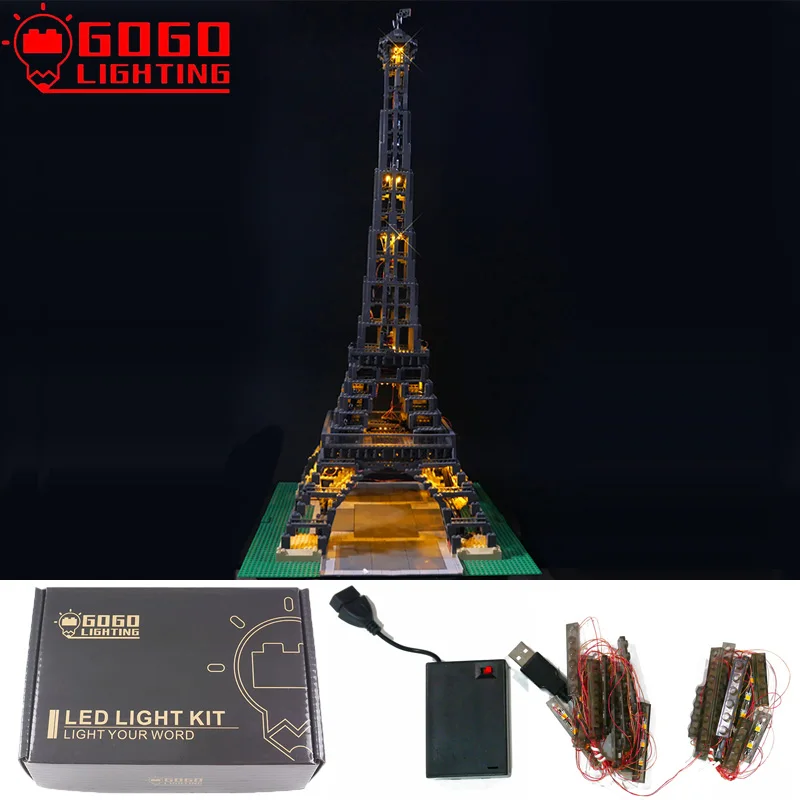 

GOGOLIGHTING Brand LED Light Up Kit For Lego City Architecture Eiffel Tower Building Blocks Lamp Set Toys(Only Light No Model)