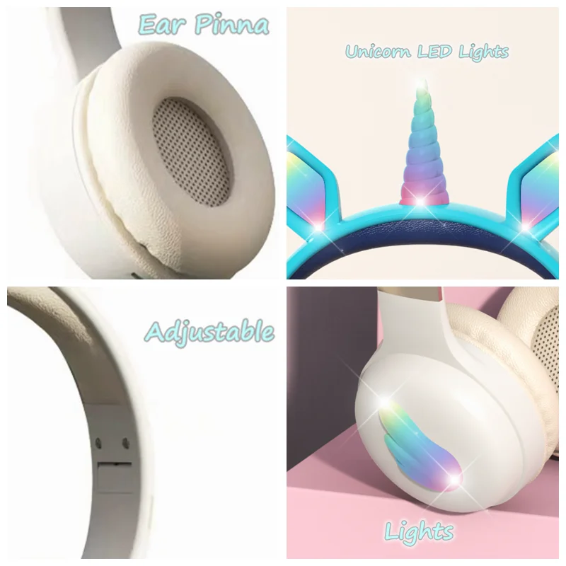 Беспроводные наушники Flash светильник с милыми кошачьими ушками единорог детские