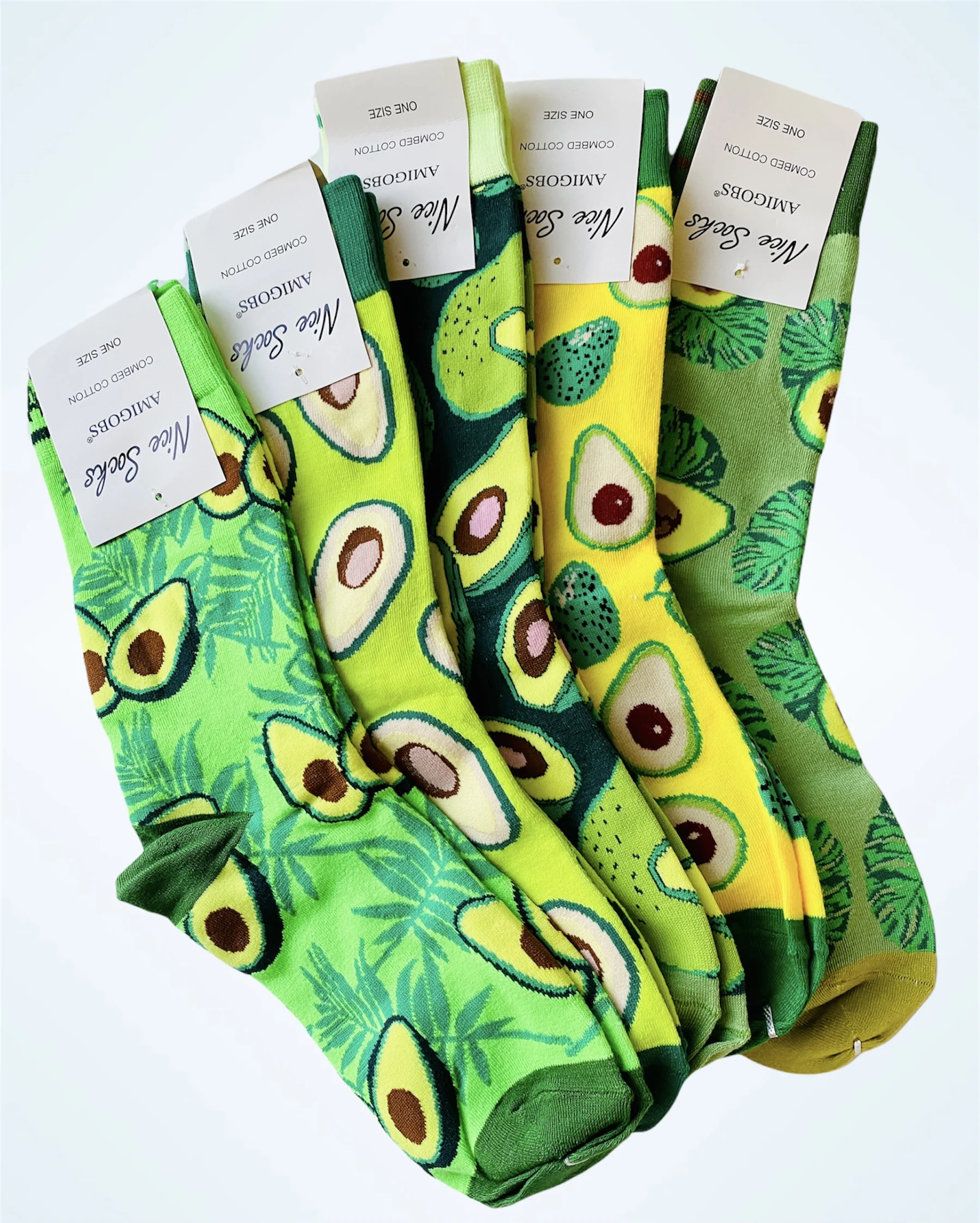 Комплект носков длинные высокие носки с авокадо универсальный размер