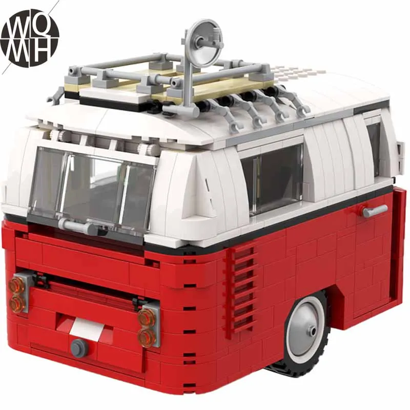 

896PCS Technical Car T1 Camper Front Van Bricks City Champion Speed Street View Picnic Car RV Building Blocks Toys for Boys