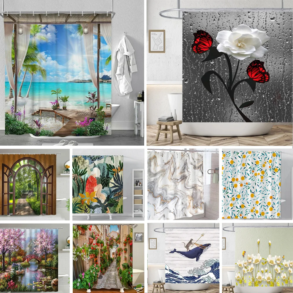 

Beach Shower Curtains Printed Home Decor Bathroom Shower Curtain for Youth Apartment Household Items Home Decoration Curtains