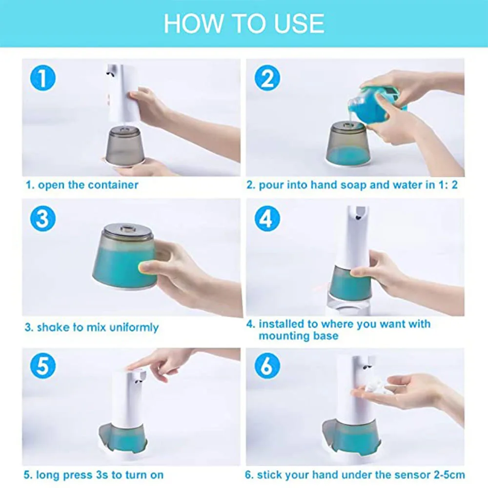 

Contactless Automatic Soap Dispenser USB Charging Disinfectant Dispenser with Infrared induction Sensor Hand Washer For Homes