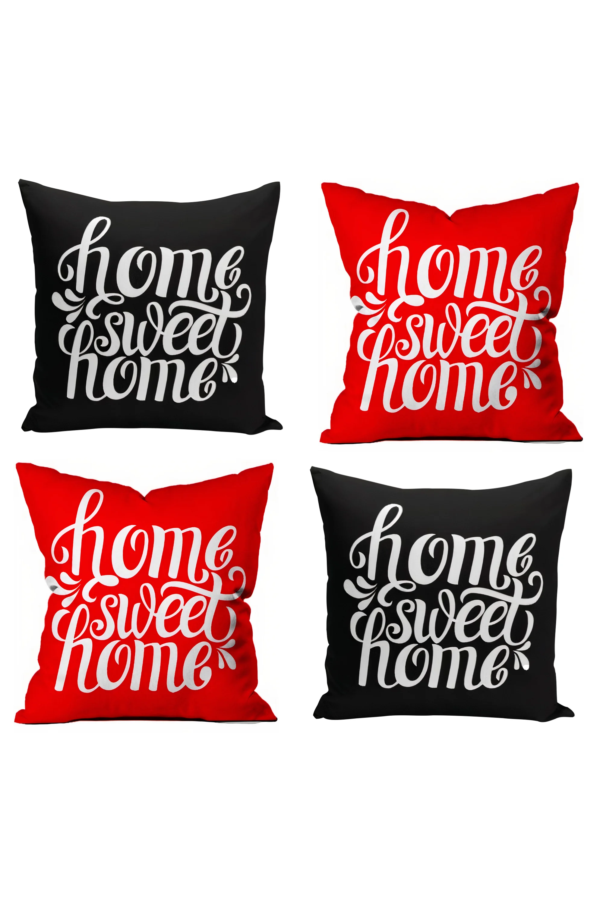 

BLACK WHITE AND RED 4 PCS 2021 DECORATIVE 45X45CM PILLOW CASE,MODERN PRINT,2 DIFFERENT MODEL,DIRT-STAIN-REPELLENT PILLOW CASE