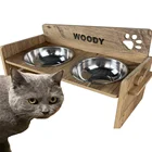 Миски-кормушки для домашних животных, кошек, собак, подставка из нержавеющей стали, кормушка для кошек миска для кошки Двухуровневая Персонализированная деревянная циотола для покупок, кошки