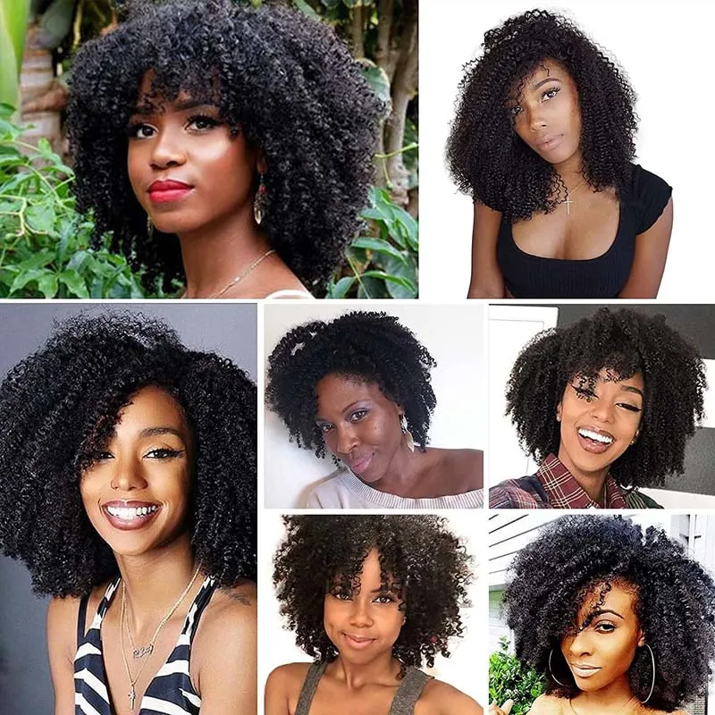 

Afro Synthetic Curly Wig Natural Afro Kinkys Wig Short Curly Women Wig with Bangs Wigs for Black Women Fashion Wig Daily Use