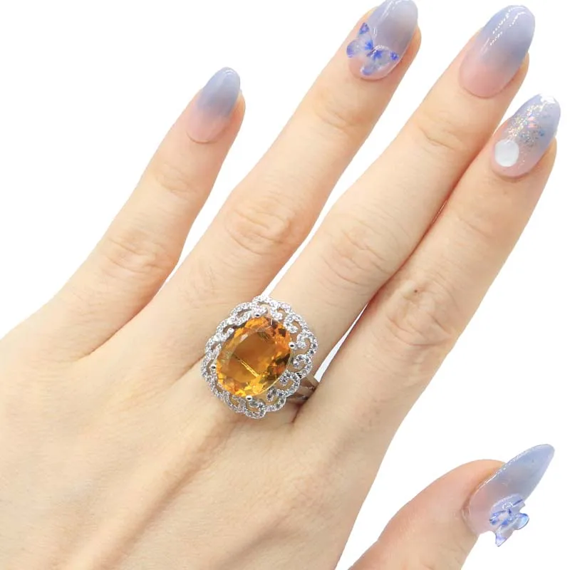 Женское кольцо из серебра 925 пробы с фианитом 20x20 мм | Украшения и аксессуары