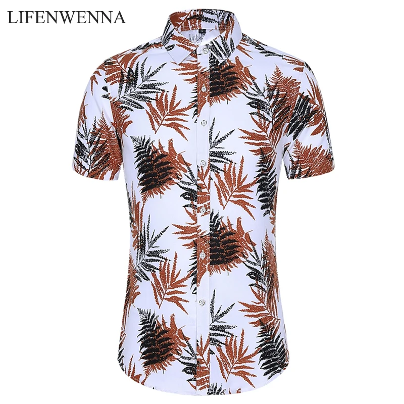 

6XL 7XL Casual Shirt Men's Summer Shirt 2020 New Fashion Flower Printing Short Sleeve Shirts Mens Plus Size Beach Hawaiian Shirt