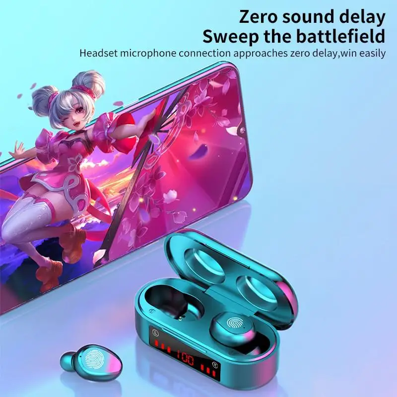 Беспроводные наушники TWS с Bluetooth 5 0 зарядная коробка 9D спортивная