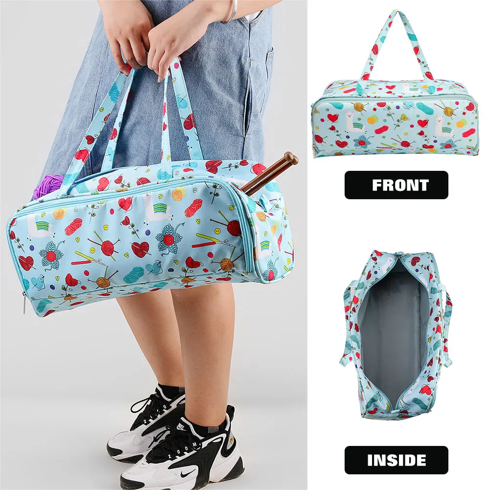 

Knitting Storage Bag Portable Tote Yarn Wool Bag Holder Storage Case for Mom Crochet Hooks Knitting Needles Organizer Shoulder