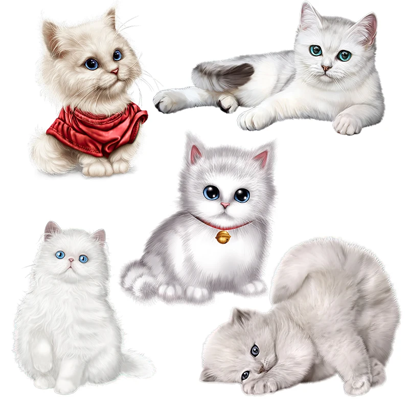 

Three Ratels CM42 Lovely white cat wall sticker for kid's bedroom decoration toilet Decal gift label