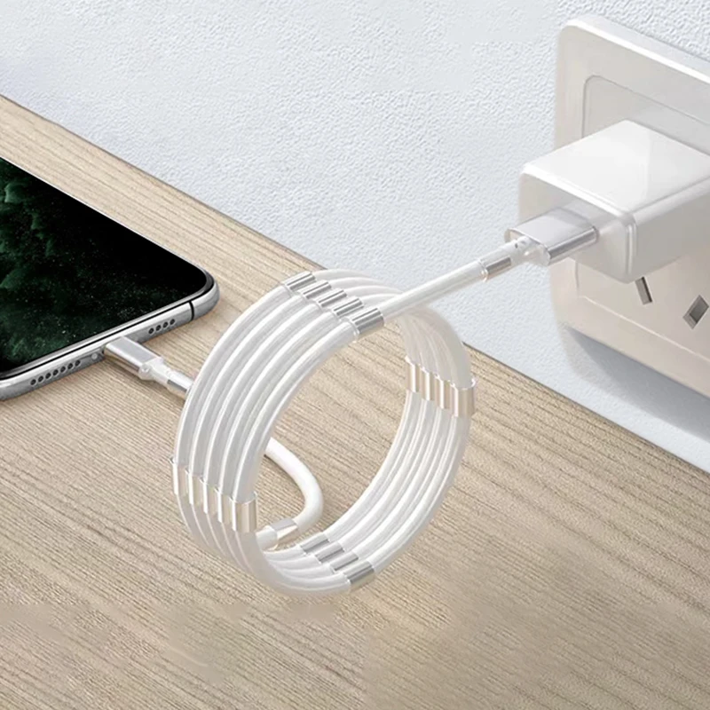 

Magnetic Data Cable Magic Rope Retractable Fast Charge for iPhone Samsung Xiaomi Type C Micro USB 1M Automatically Storage Cable