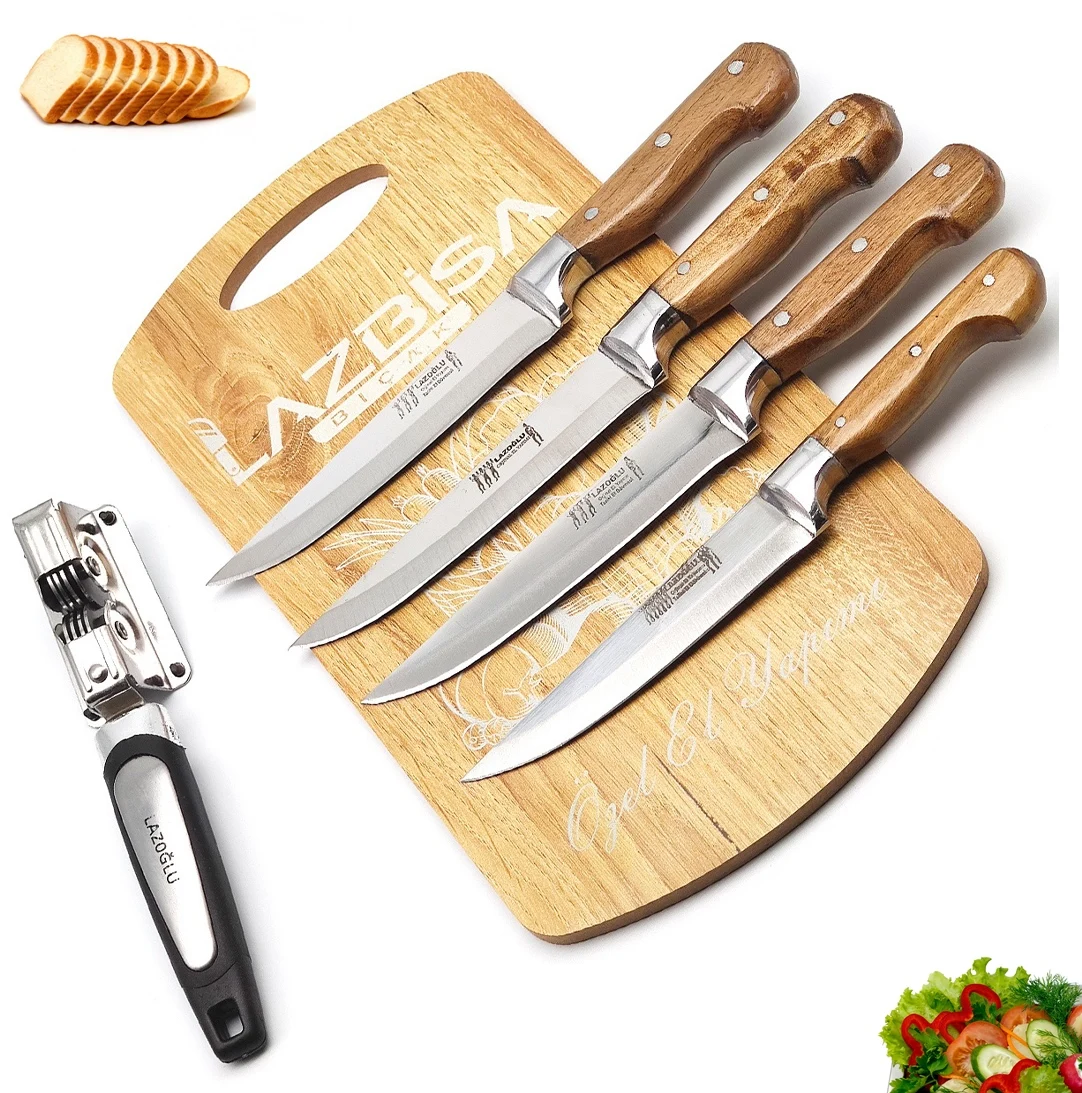 

Knife Chef Knife Set of 6 Kitchen Cutting Board Meat Bread Vegetable Fruit Knife