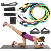 11 pcs resistance tube bands set fitness yoga gym pull rope exercise home training expander door anchor with handle ankle strap